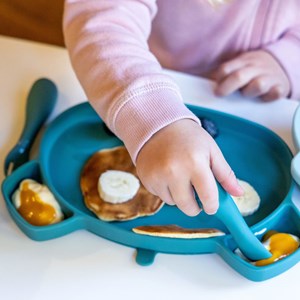 Set repas en silicone ourson bleu