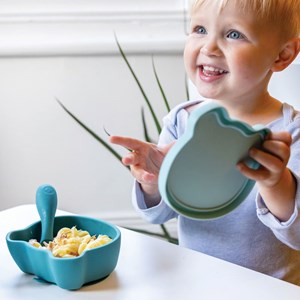 Set repas en silicone ourson bleu