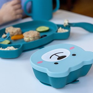 Set repas en silicone ourson bleu