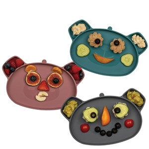 Set repas en silicone ourson rose