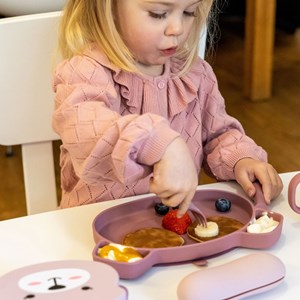 Set repas en silicone ourson rose