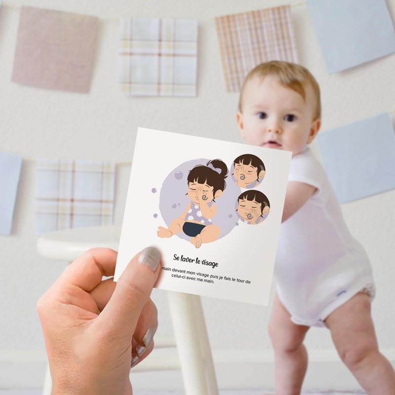 Cartes bébé signe – thème hygiène – communiquer avec bébé