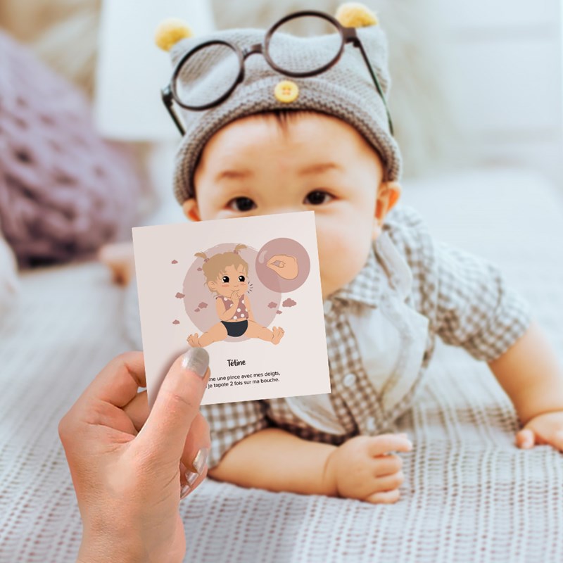 Cartes bébé signe – thème rituel du soir – communiquer avec bébé