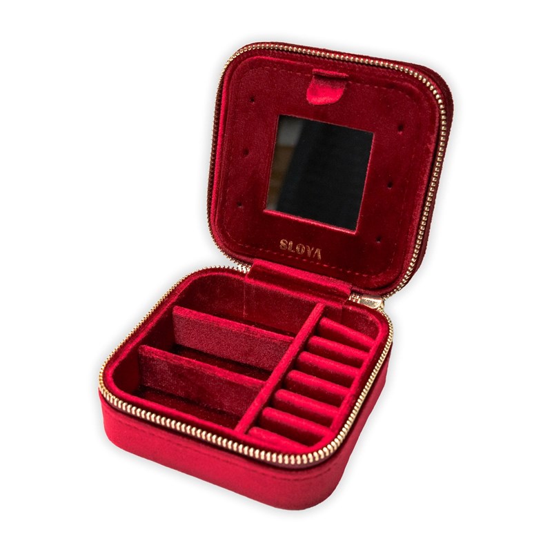 sloya - Boîte à bijoux velours rouge grenat