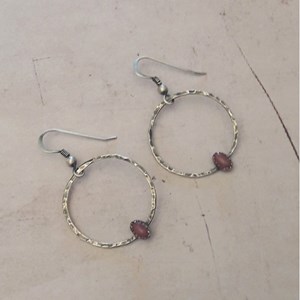 Créoles axé rhodonite argent 925