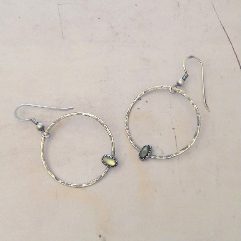 Créoles axé nacre argent 925