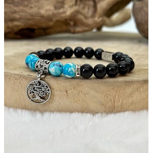 Bracelet arbre de vie en obsidienne