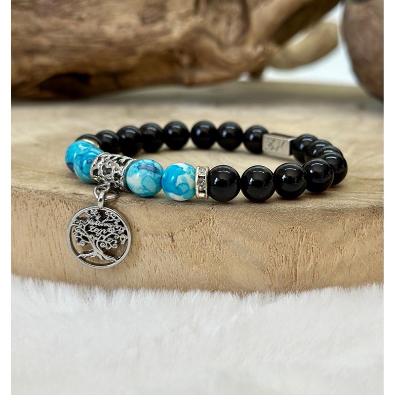 L'Atelier du Bonheur - Bracelet arbre de vie en obsidienne