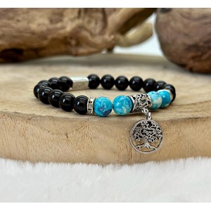 Bracelet arbre de vie en obsidienne