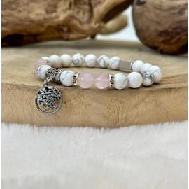 Bracelet arbre de vie: howlite & quartz