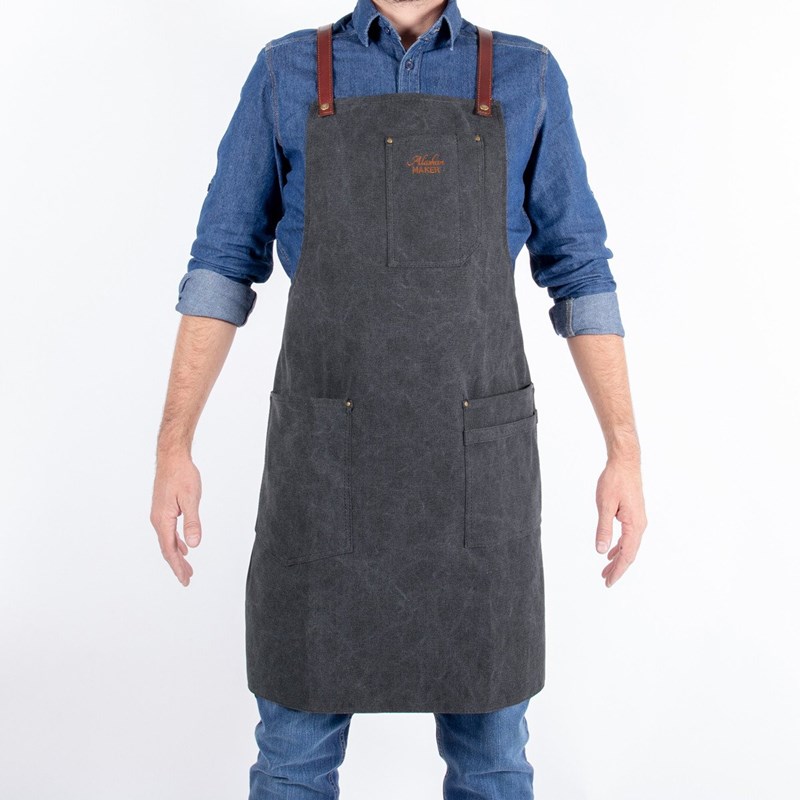 Alaskan Maker - Tablier de cuisine cuir-toile n°325 noir