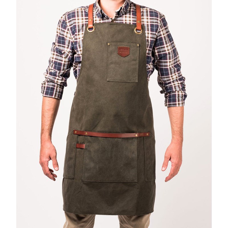 Alaskan Maker - Tablier cuir toile waxée 547 vert olive