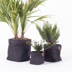 Set de 3 caches pot planter charbon