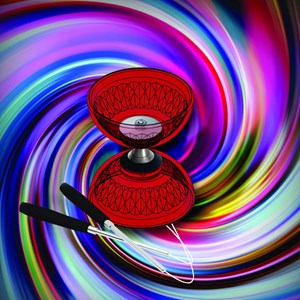 Diabolo rouge a roulement + baguettes