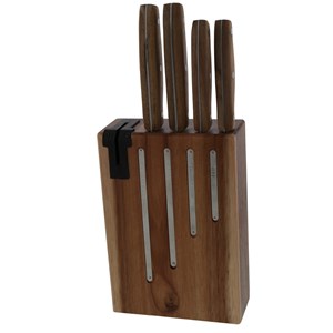 Bloc natural life avec 4 couteaux acacia