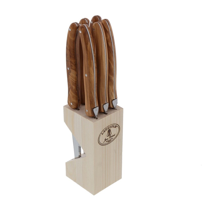 Jean Dubost - Bloc de 6 couteaux laguiole olivier