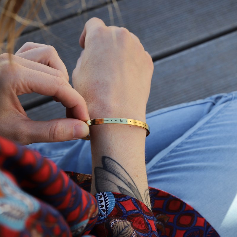 Monzémaré - Bracelet femme verseau jonc zodiaque