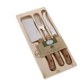 Ensemble de 3 couteaux à fromage jean dubost laguiole chêne pefc