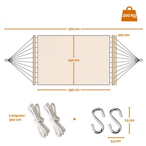 Toile de hamac 150 x 270 cm - beige