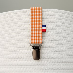 Attache tétine en coton bio teddy vichy