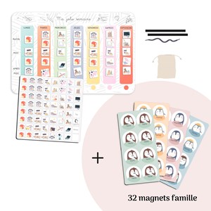 Ma jolie semaine-tableau magnétique avec magnets famille
