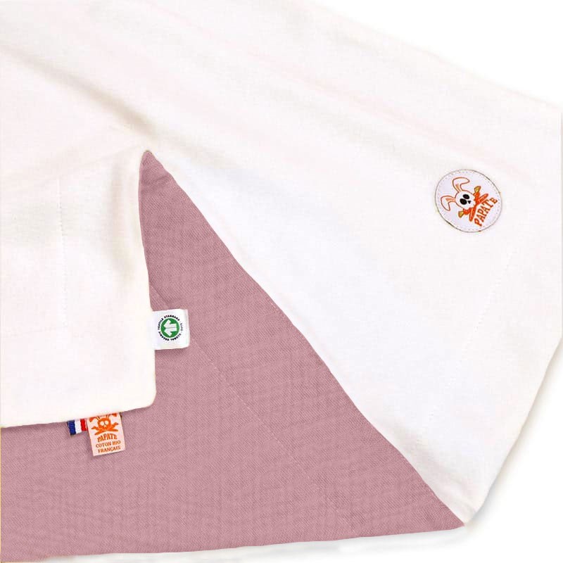 PAPATE - Couverture en coton bio blanc et rose