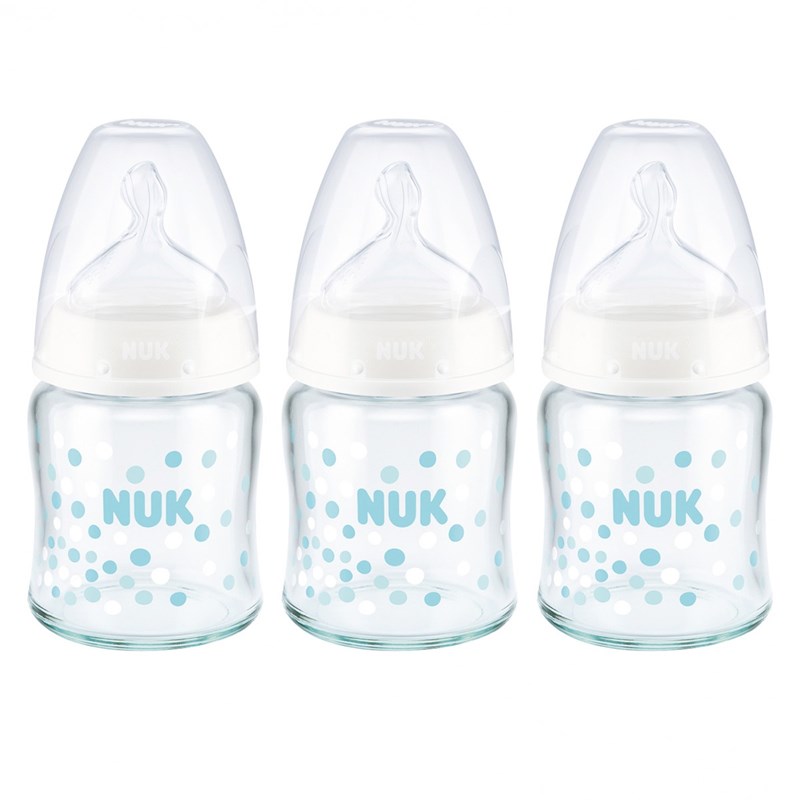 NUK - Lot 3 biberons verre 120ml 0-6m