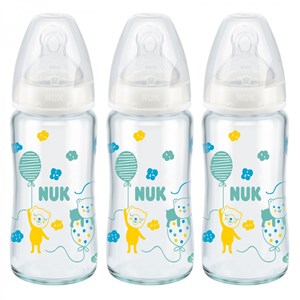 Lot 3 biberons verre 240ml 0-6m ours