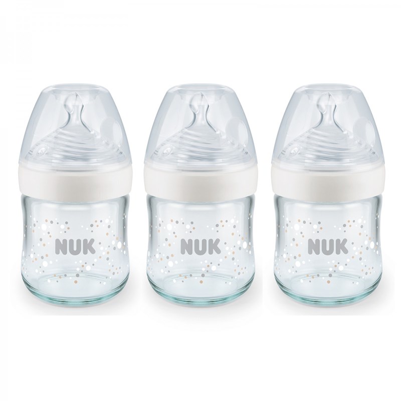NUK - Lot 3 biberons verre 120ml 0-6m
