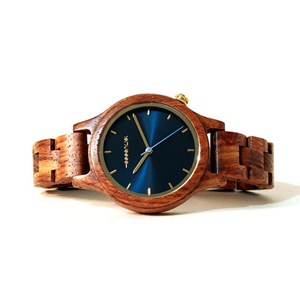 Montre femme en noyer bleu abyss