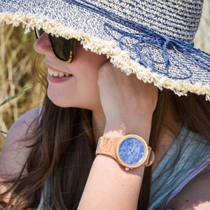 Montre liège bleue et marbre louisa