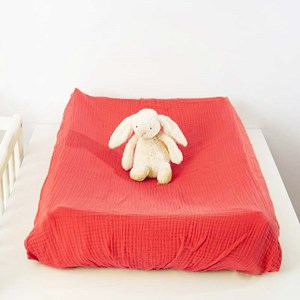 Housse de matelas à langer bio fraise