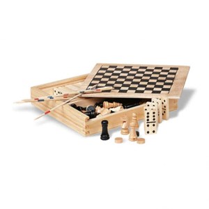 Coffret multi-jeux de société bois 4 en