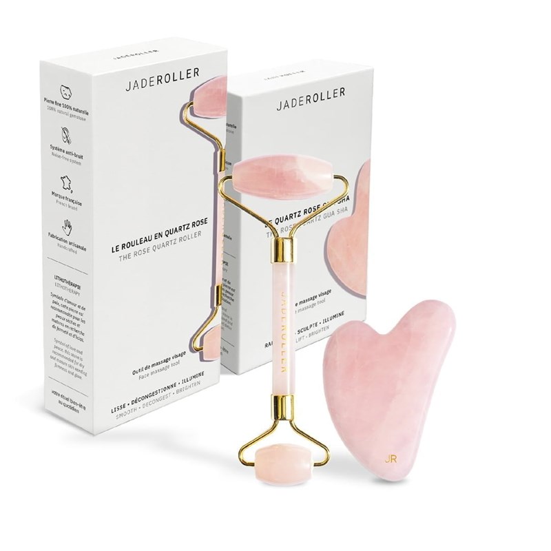 Jade Roller - Duo roll on & gua sha - quartz rose