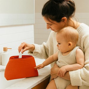 Trousse de toilette en coton bio fraise