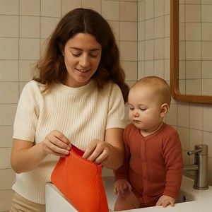 Trousse de toilette en coton bio fraise