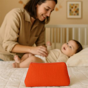 Trousse de toilette en coton bio fraise