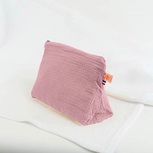 Trousse de toilette en coton bio rose