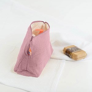 Trousse de toilette en coton bio rose