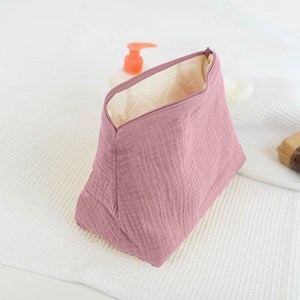 Trousse de toilette en coton bio rose