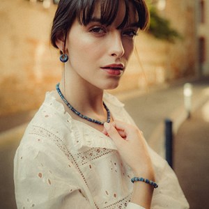 Boucles d'oreilles créoles lapis-lazuli