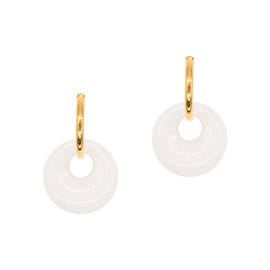 Boucles d'oreilles créoles jade blanc