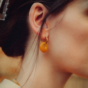 Boucles d'oreilles créoles jade jaune