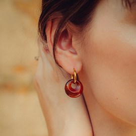 Boucles d'oreilles créoles agate rouge