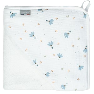 Cape de bain gaze coton bambou bleuet