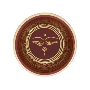 Bol tibétain rouge avec symboles 13,5 cm