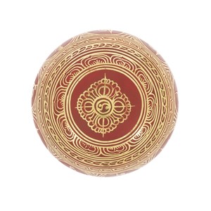 Bol tibétain rouge avec symboles 13,5 cm