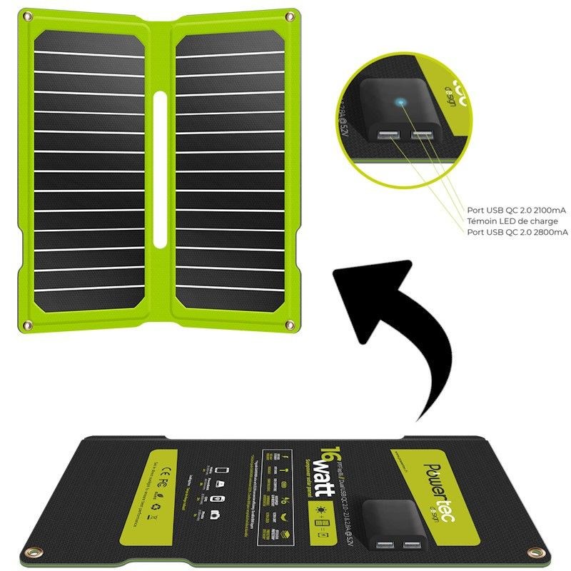 Powertec - Panneau solaire powertec pt flap 16 wat