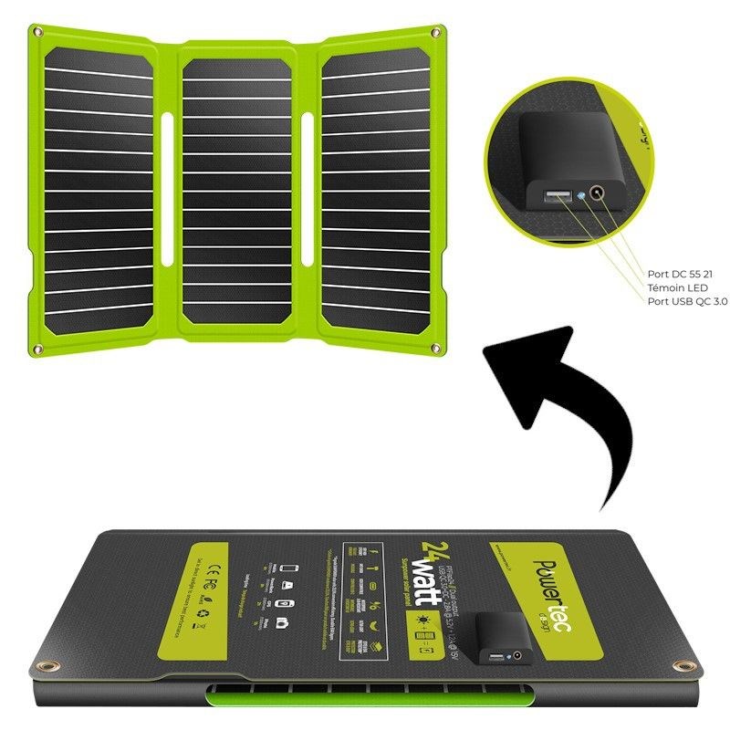 Powertec - Panneau solaire powertec pt flap 24 wat