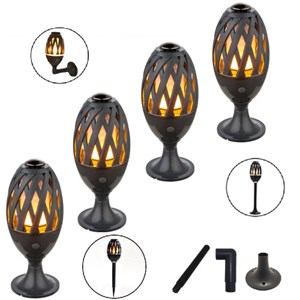 Pack 4 lampes de jardin effet flamme bom